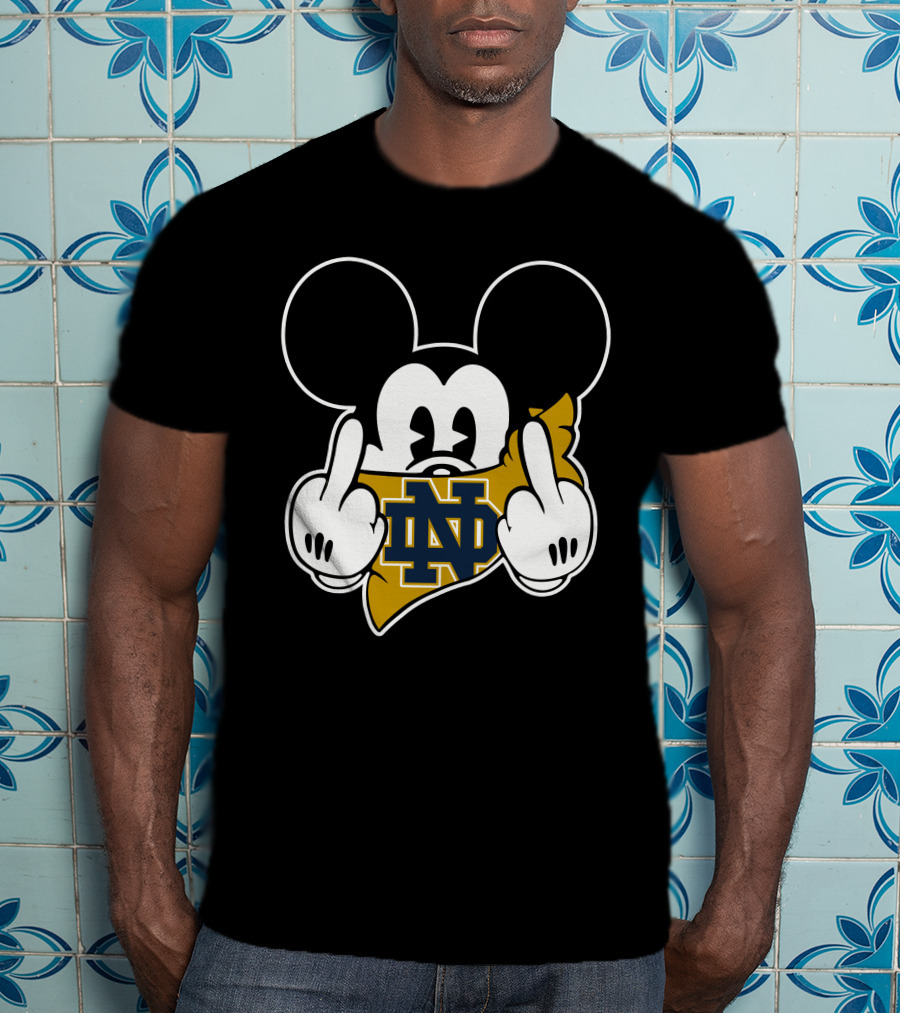 Notre Dame Fighting Irish Mickey Mouse Logo Fusion T-Shirt