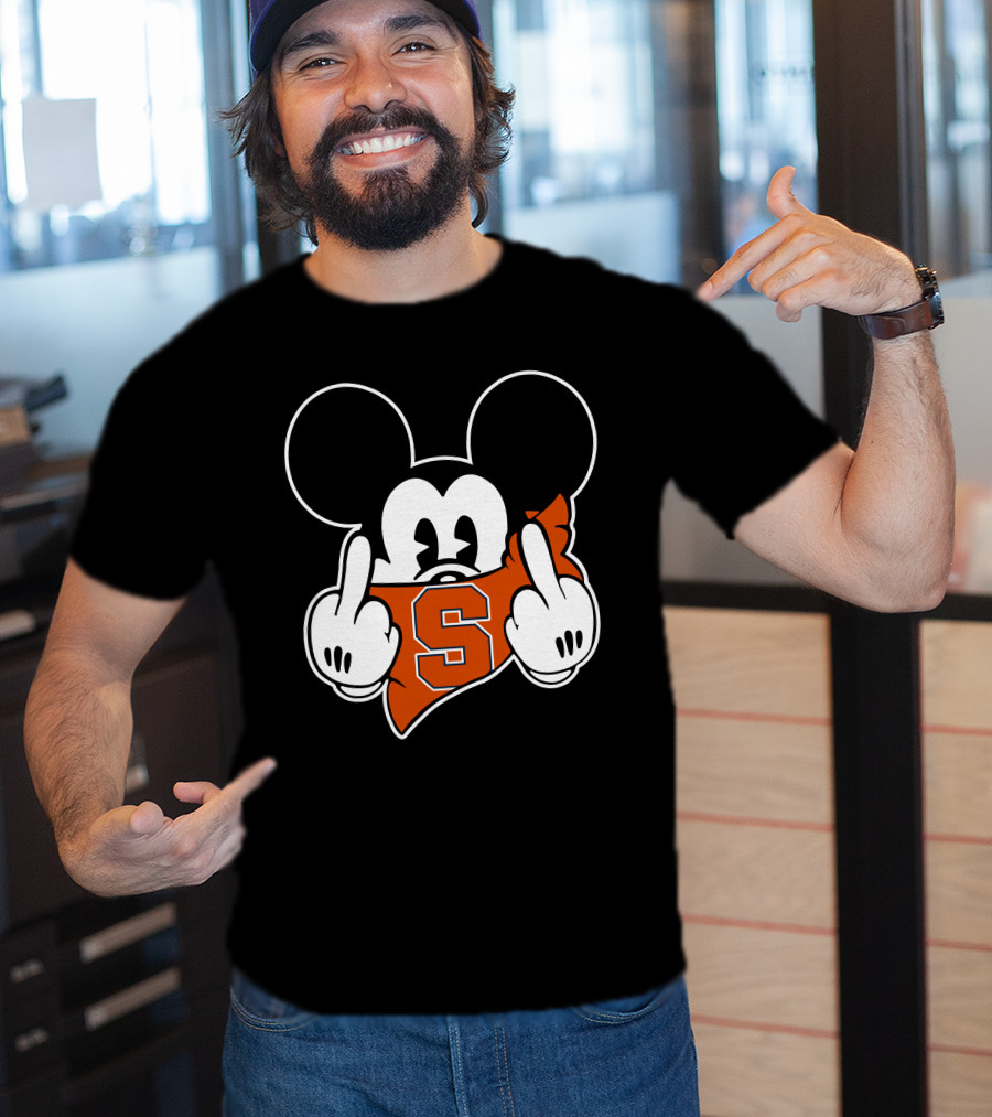 Syracuse Orange Mickey Middle Finger Gesture T-Shirt