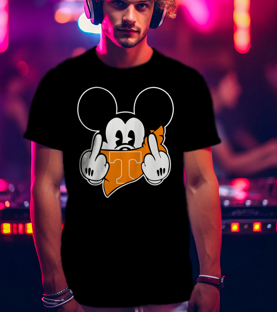 Tennessee Volunteers Mickey Mouse Middle Finger Gesture T-Shirt