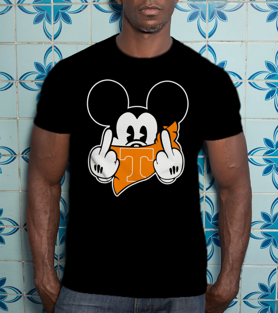 Tennessee Volunteers Mickey Mouse Middle Finger Gesture T-Shirt