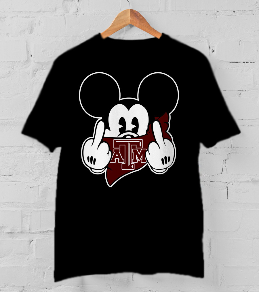 Texas A&M Aggies Mickey Middle Finger Gesture T-Shirt