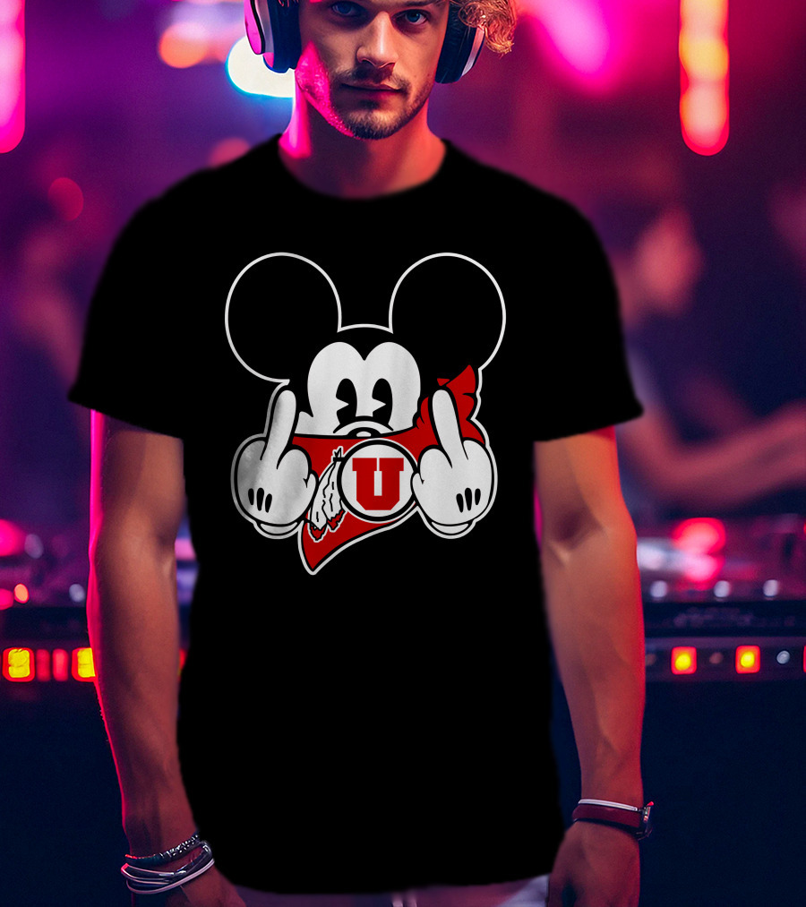 Utah Utes Red Bandana Mickey T-Shirt