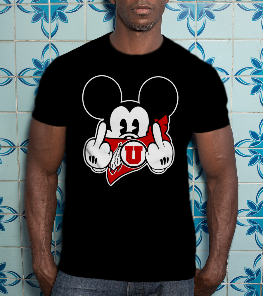 Utah Utes Red Bandana Mickey T-Shirt