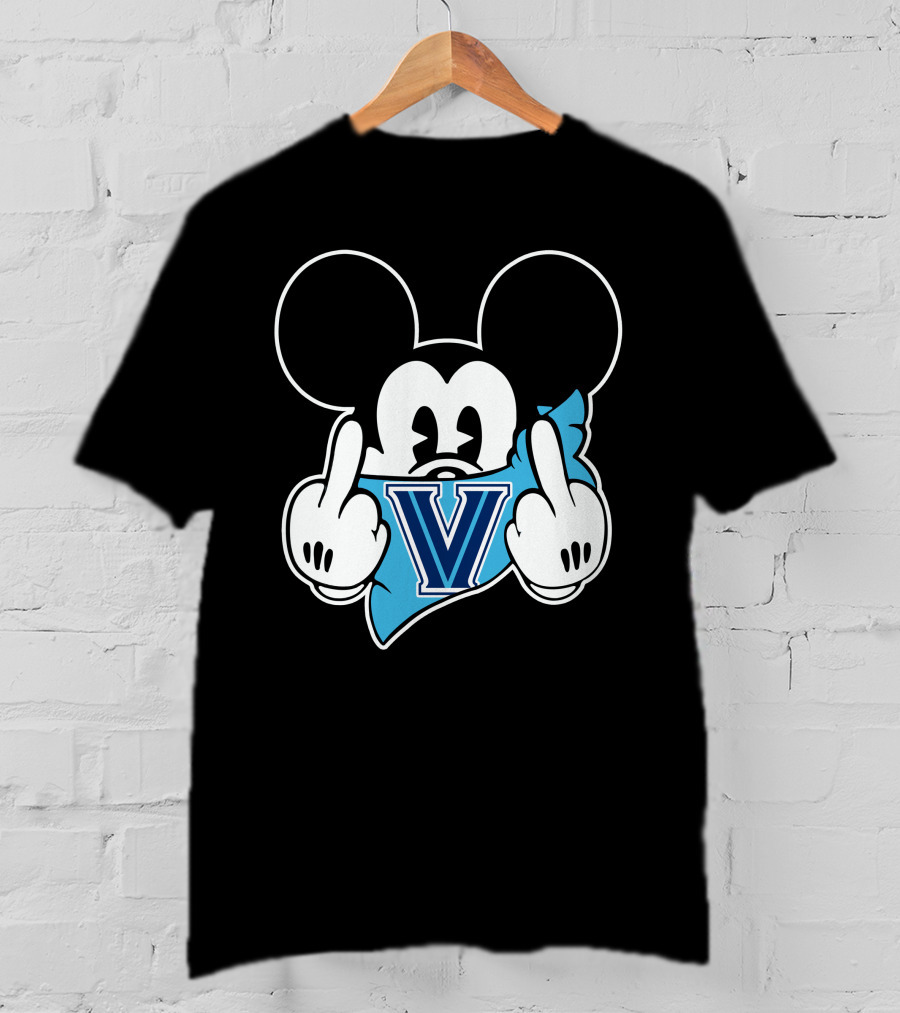Mickey Villanova Wildcats Logo Middle Finger T-Shirt