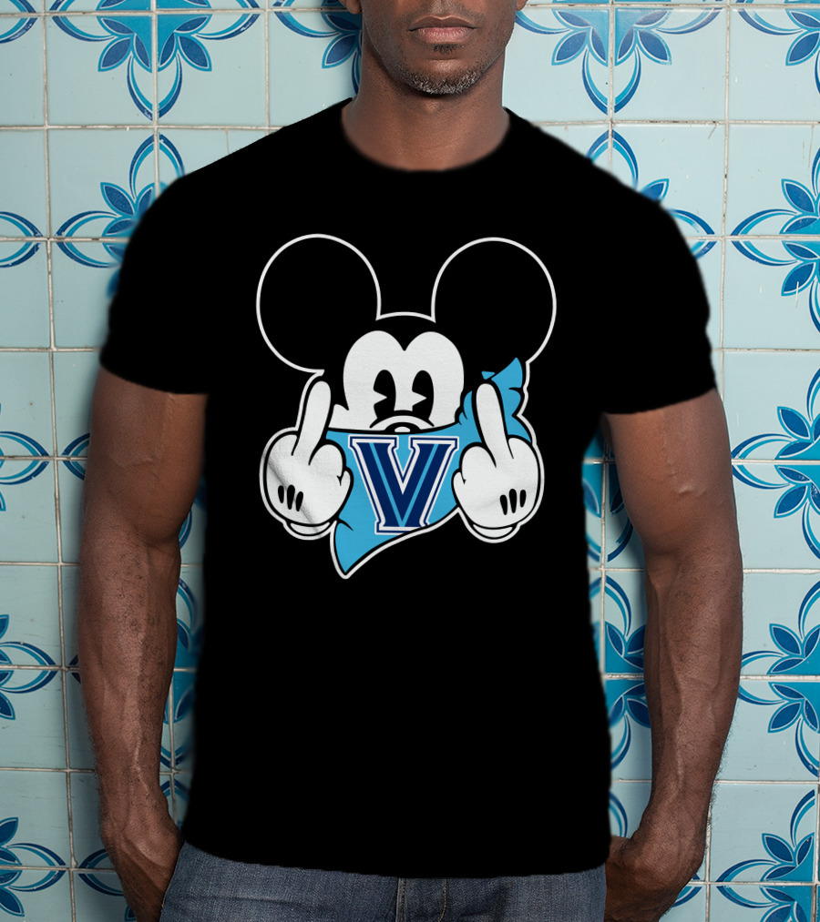 Mickey Villanova Wildcats Logo Middle Finger T-Shirt