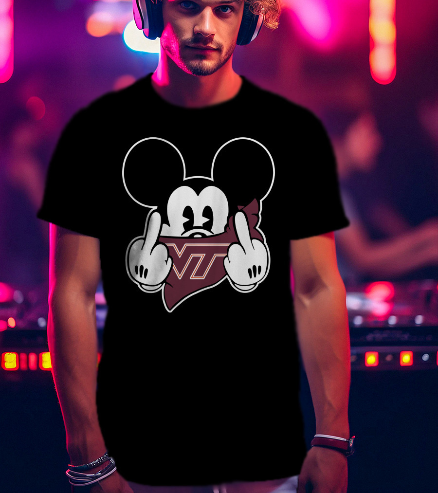Virginia Tech Hokies VT Mickey Mouse Gesture T-Shirt