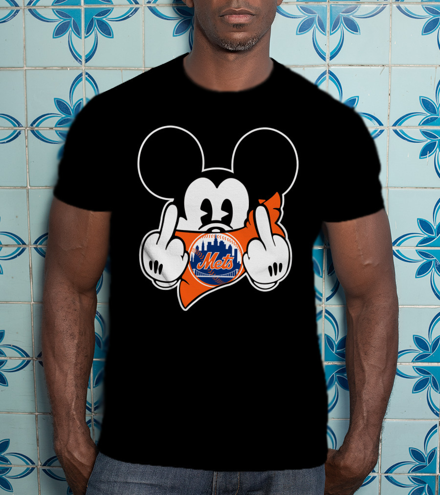 Mets Mickey Mouse Gesture Baseball Team T-Shirt