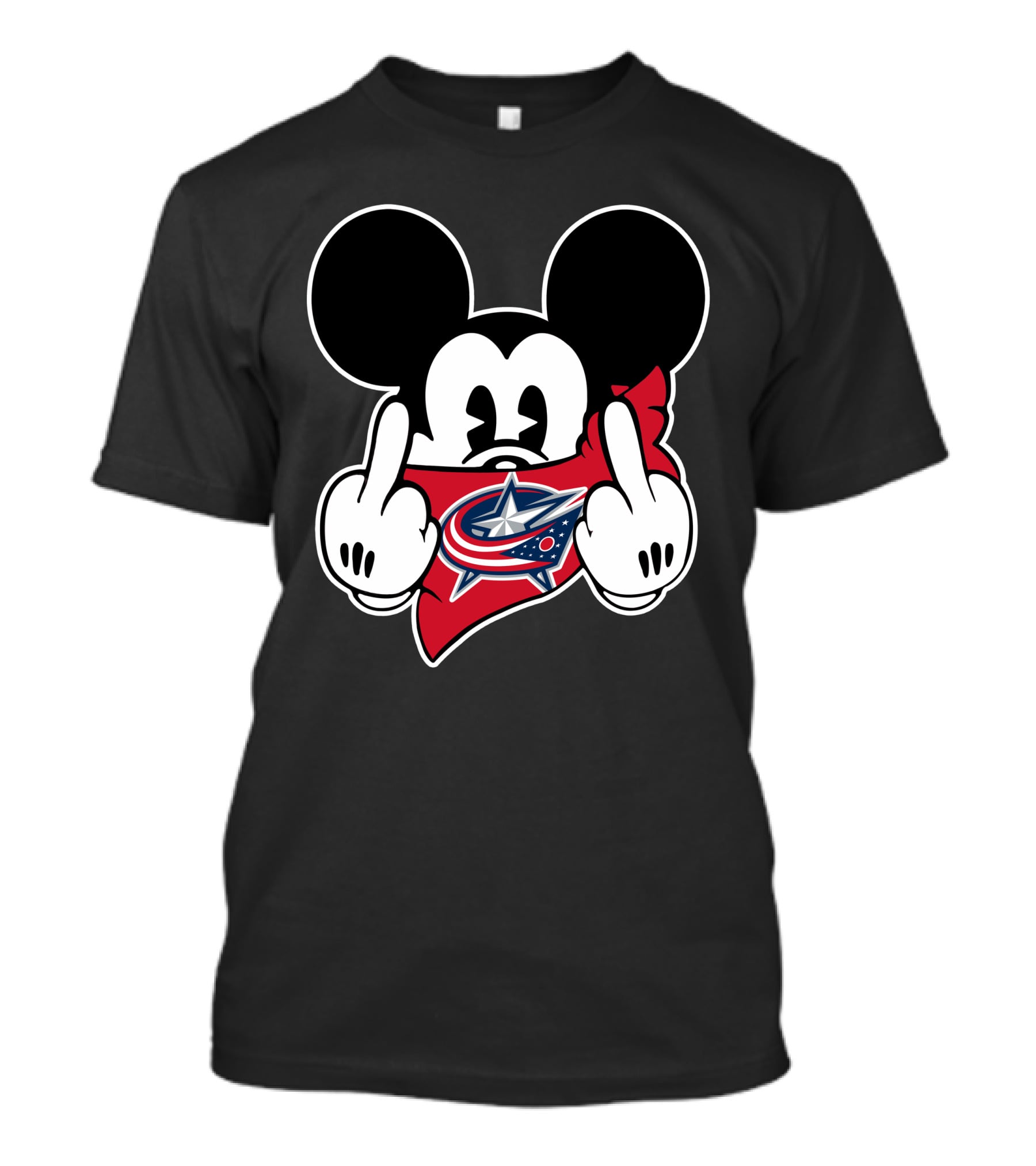 Blue Jackets Mickey Middle Finger T-Shirt