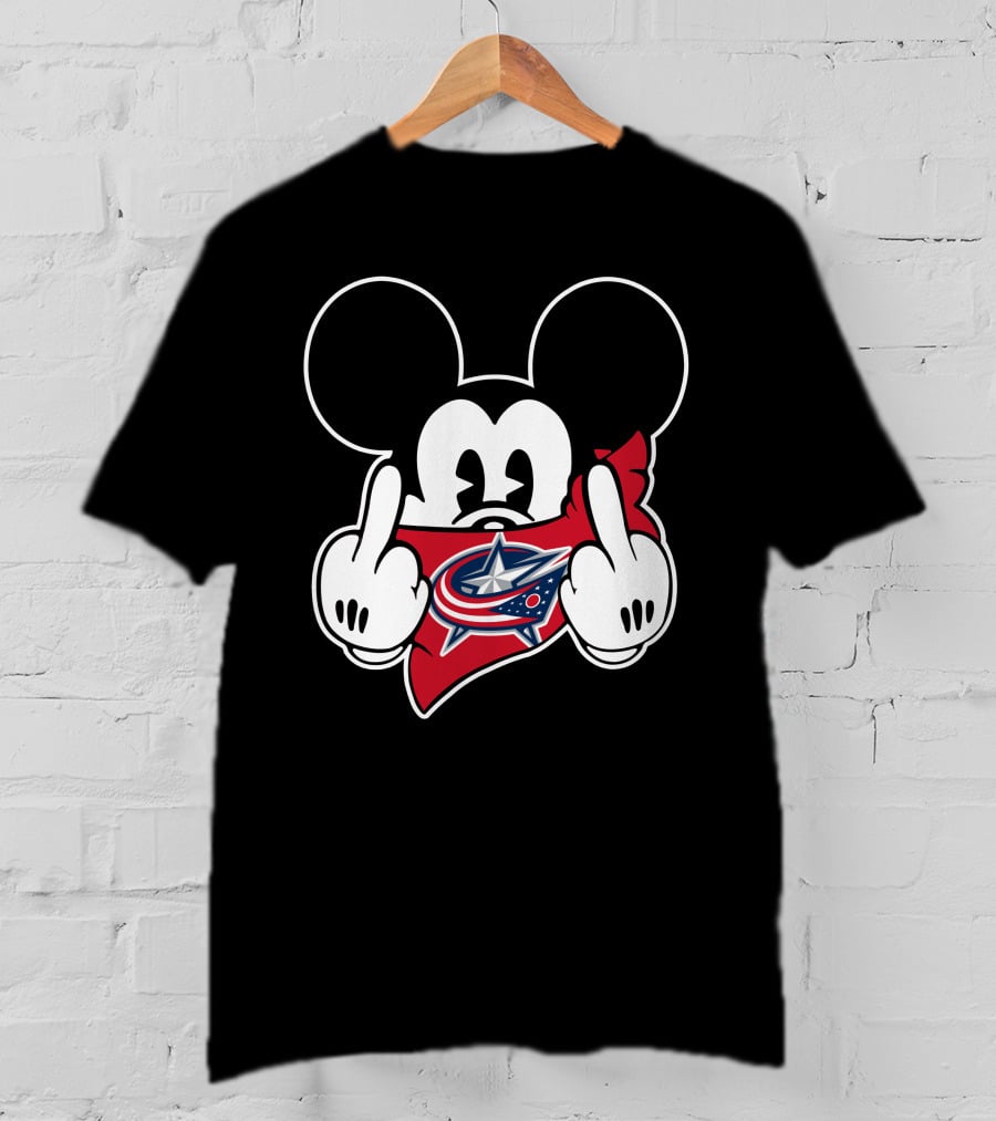 Blue Jackets Mickey Middle Finger T-Shirt