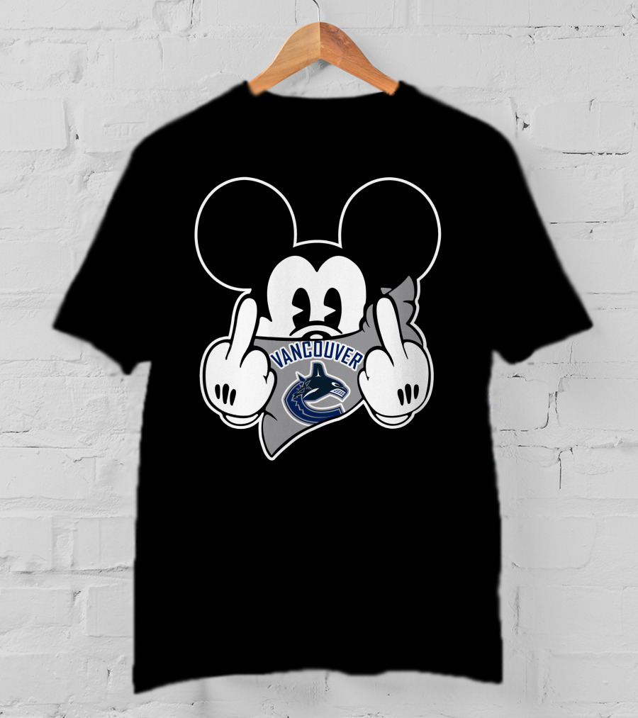 Vancouver Canucks Mickey Mouse Middle Finger T-Shirt