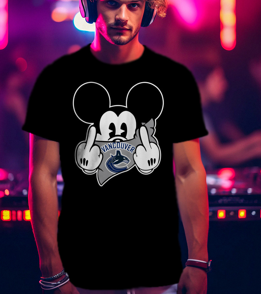 Vancouver Canucks Mickey Mouse Middle Finger T-Shirt