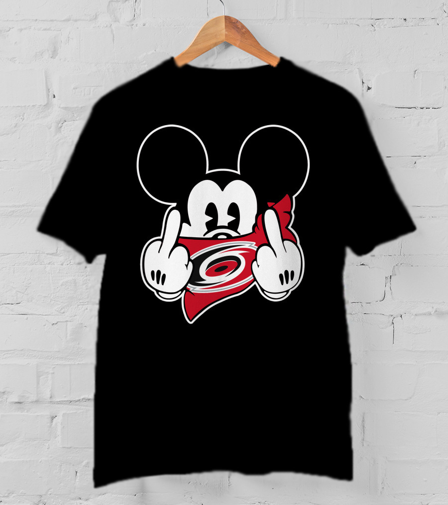 Hurricanes Mickey Middle Finger Gesture Red Bandana T-Shirt