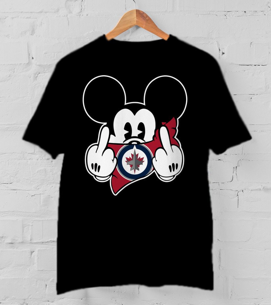 Mickey Mouse Jets Hockey Middle Finger T-Shirt