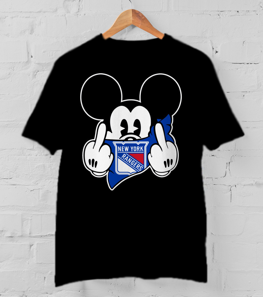 New York Rangers Mickey Middle Fingers Graphics T-Shirt