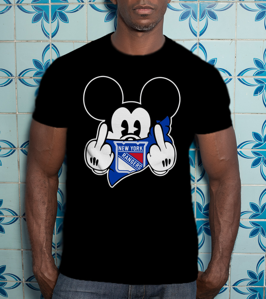 New York Rangers Mickey Middle Fingers Graphics T-Shirt