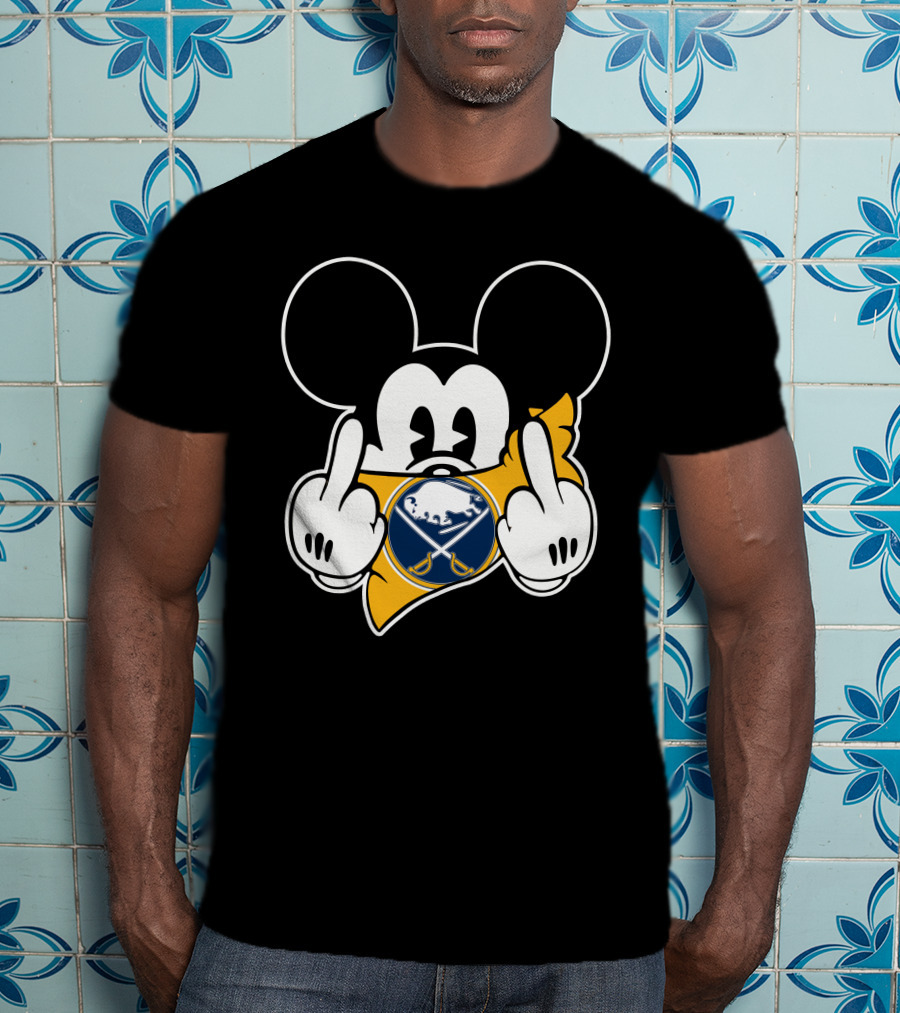 Sabres Hockey Mickey Mouse Middle Finger T-Shirt