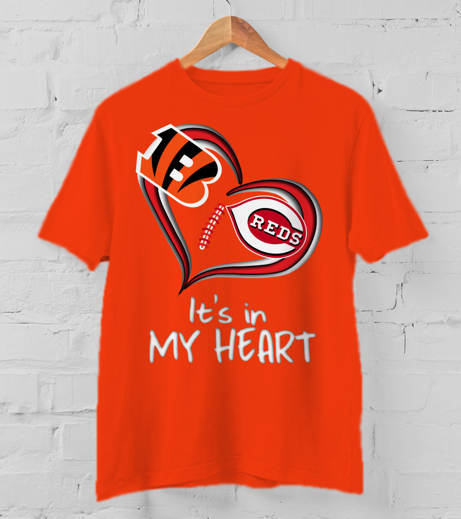 Bengals Reds It's In My Heart T-Shirt