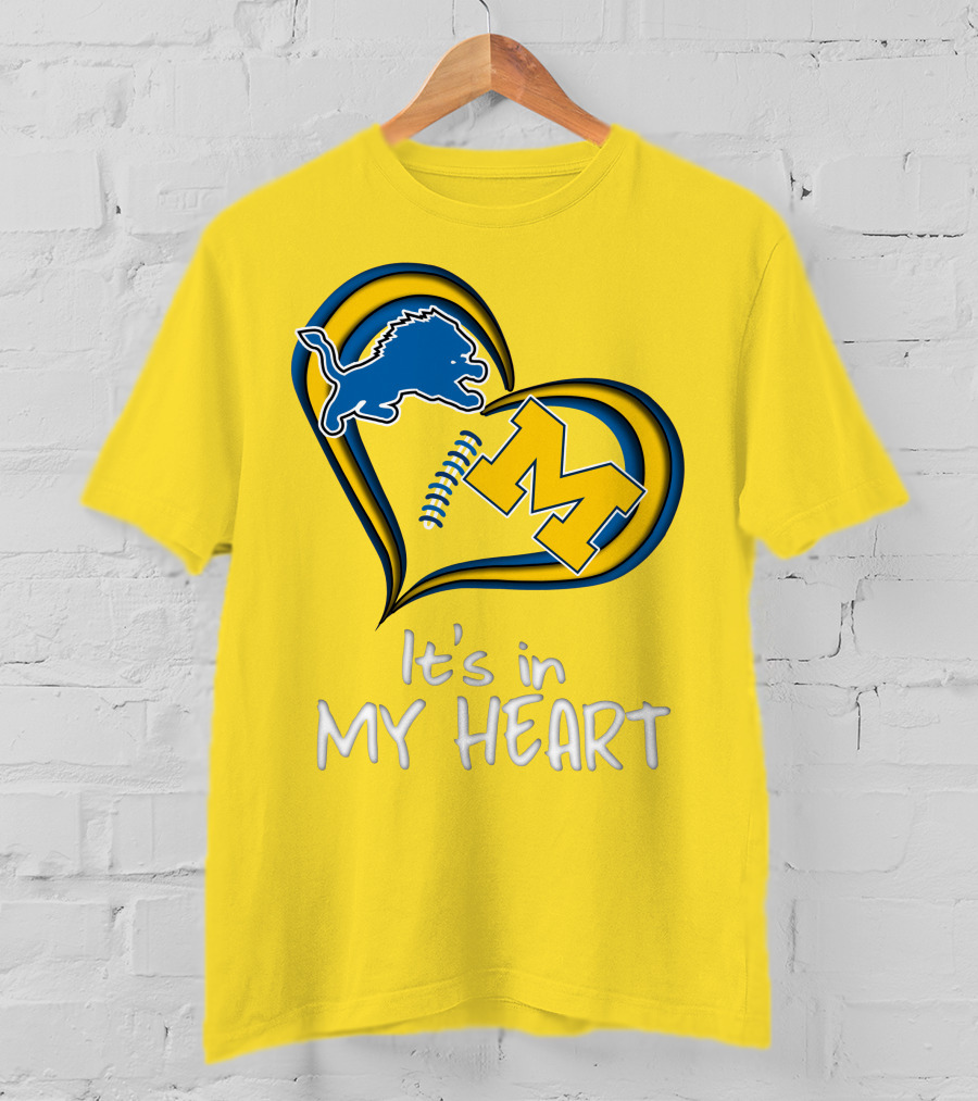 Lions Michigan M Heart It's In My Heart T-Shirt