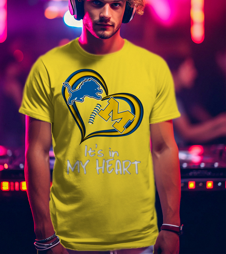 Lions Michigan M Heart It's In My Heart T-Shirt