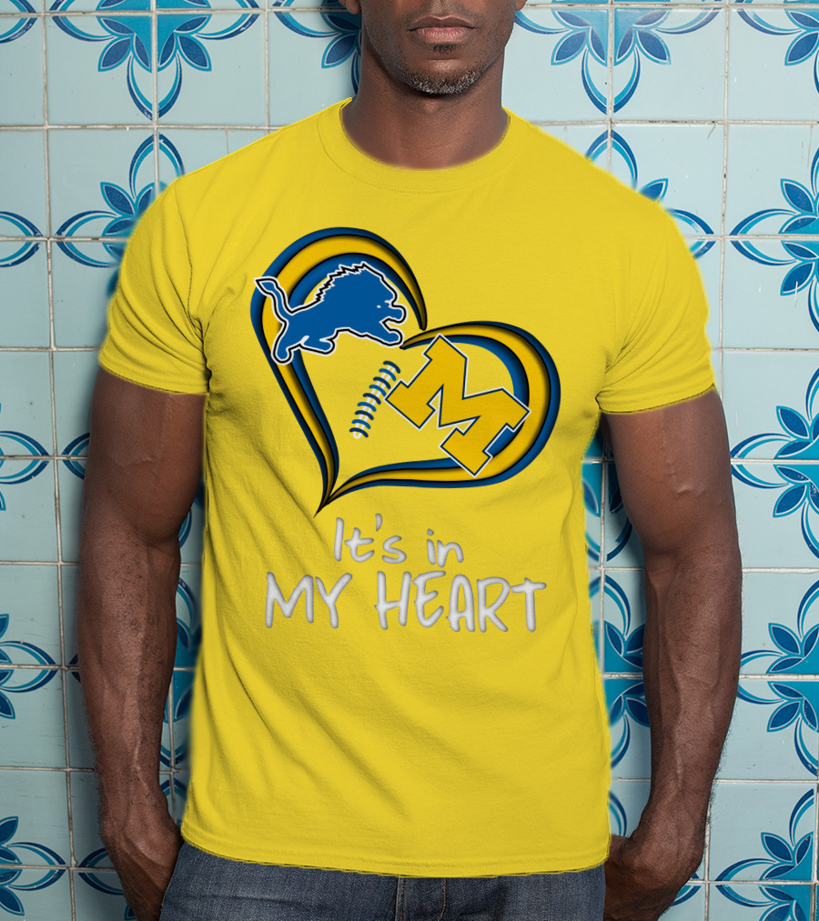 Lions Michigan M Heart It's In My Heart T-Shirt