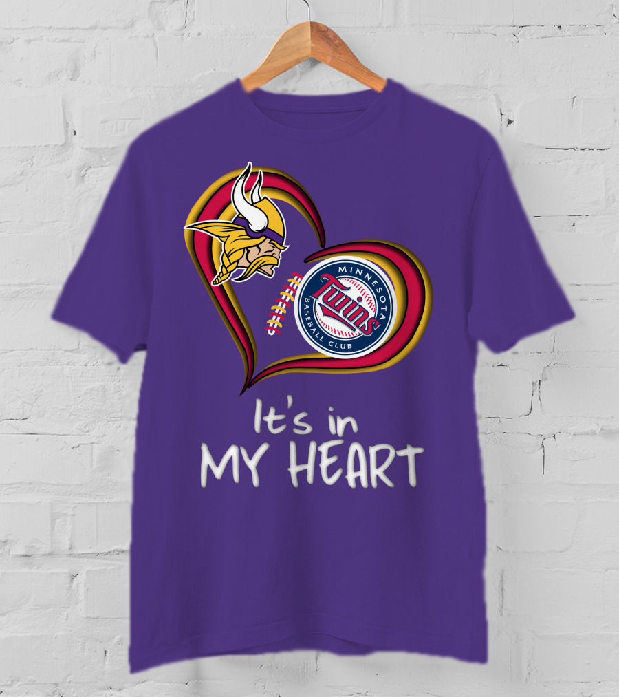 Minnesota Vikings Twins Baseball Club It's In My Heart T-Shirt