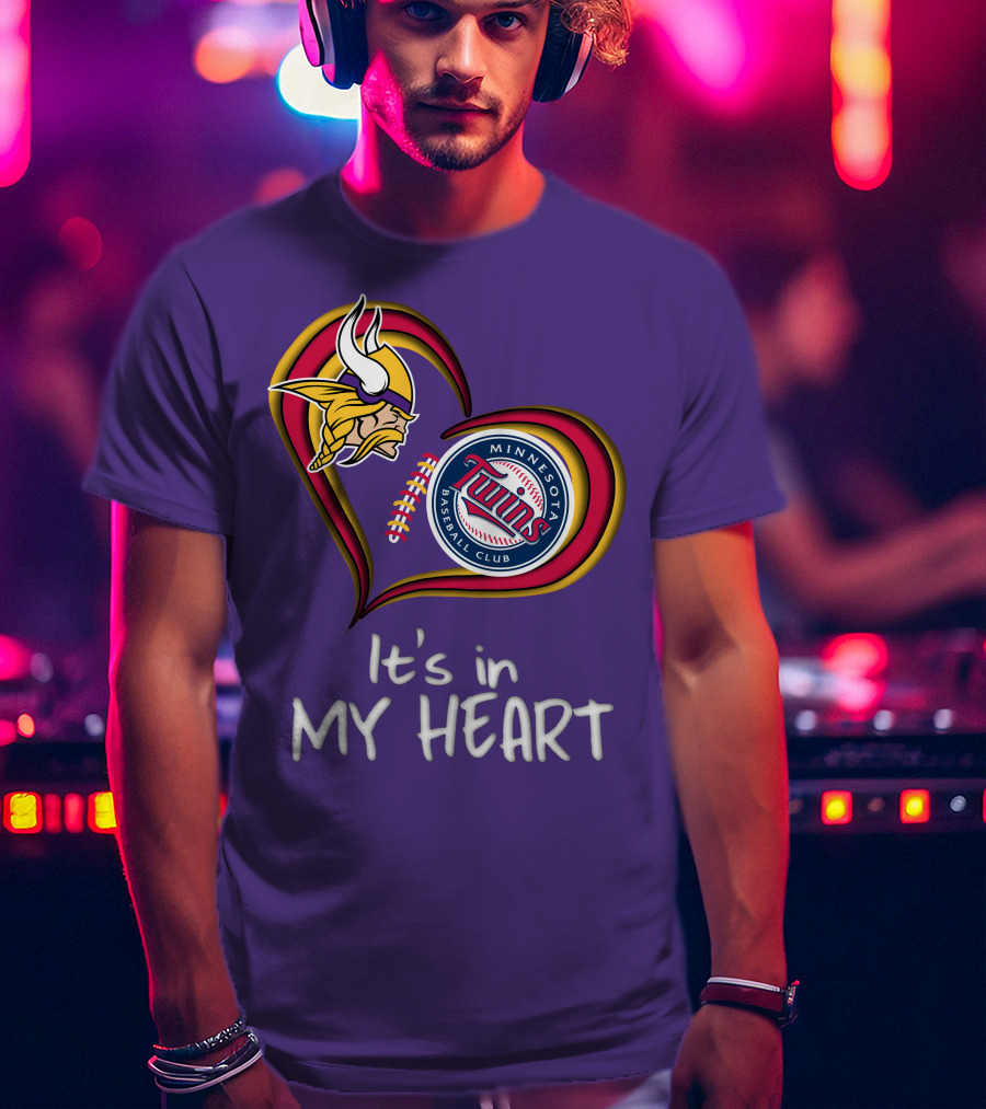 Minnesota Vikings Twins Baseball Club It's In My Heart T-Shirt