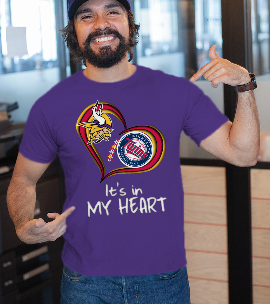 Minnesota Vikings Twins Baseball Club It's In My Heart T-Shirt