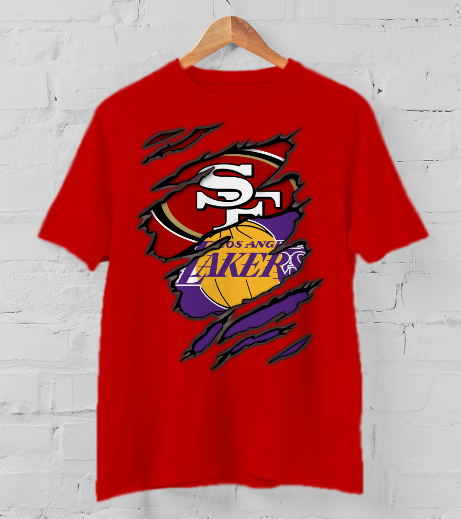 San Francisco 49ers And Los Angeles Lakers Fan T-Shirt
