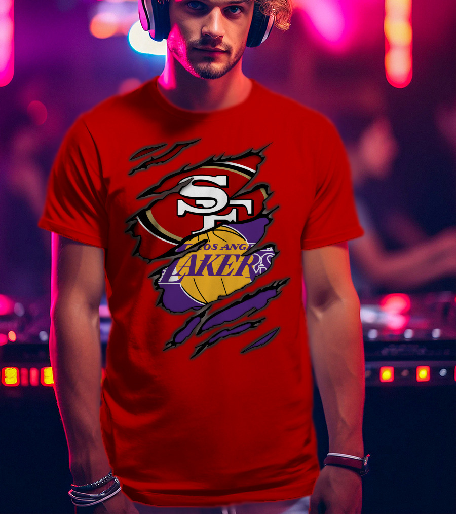 San Francisco 49ers And Los Angeles Lakers Fan T-Shirt