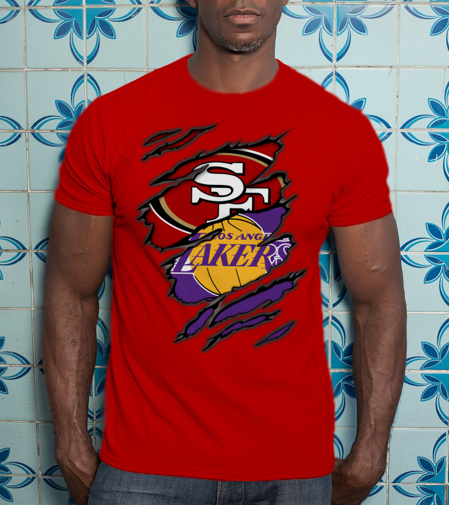 San Francisco 49ers And Los Angeles Lakers Fan T-Shirt