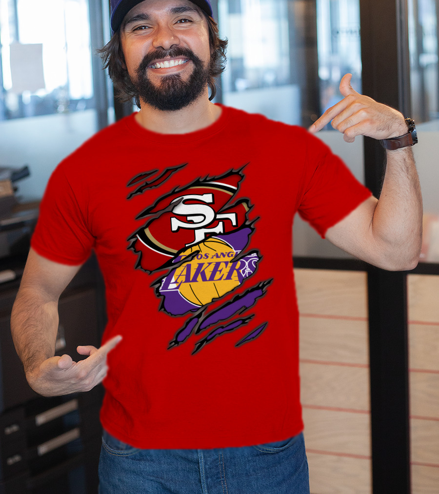 San Francisco 49ers And Los Angeles Lakers Fan T-Shirt