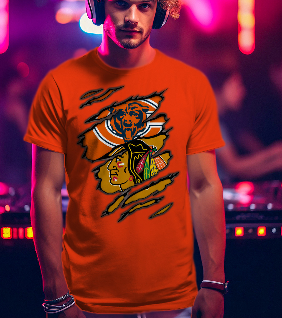 Bears Blackhawks NFL NHL Crossover T-Shirt