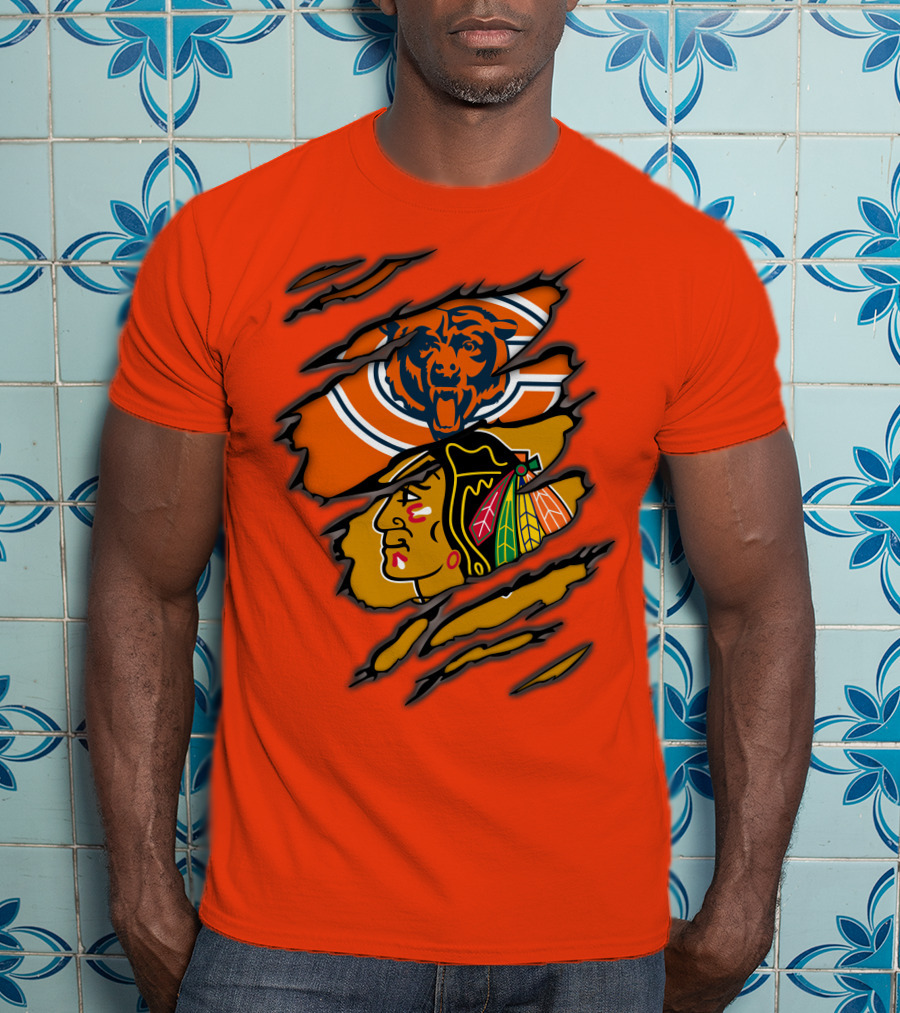 Bears Blackhawks NFL NHL Crossover T-Shirt
