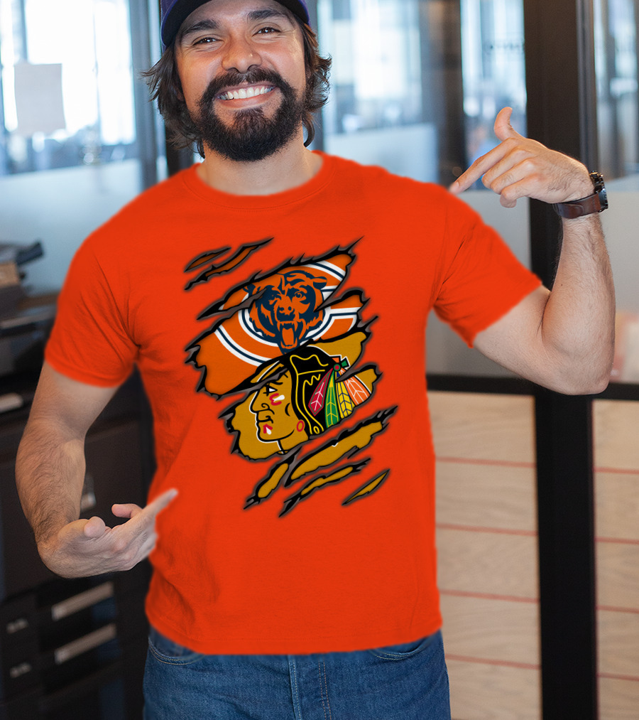 Bears Blackhawks NFL NHL Crossover T-Shirt