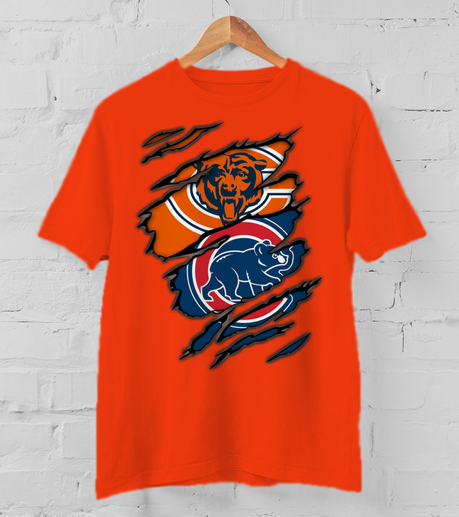 Chicago Bears Cubs Logos Fusion T-Shirt