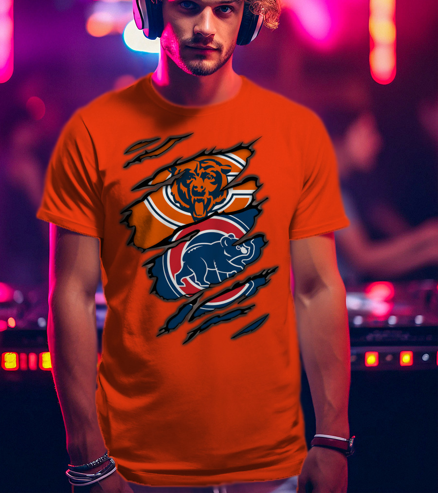 Chicago Bears Cubs Logos Fusion T-Shirt