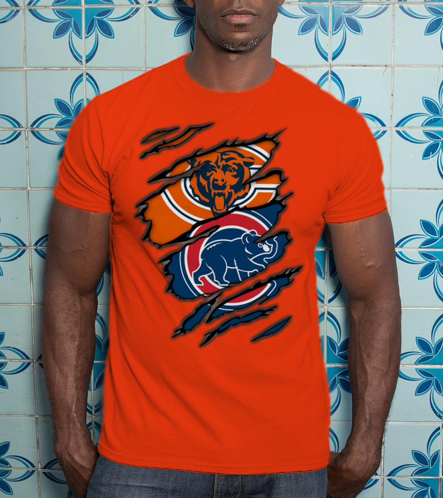 Chicago Bears Cubs Logos Fusion T-Shirt