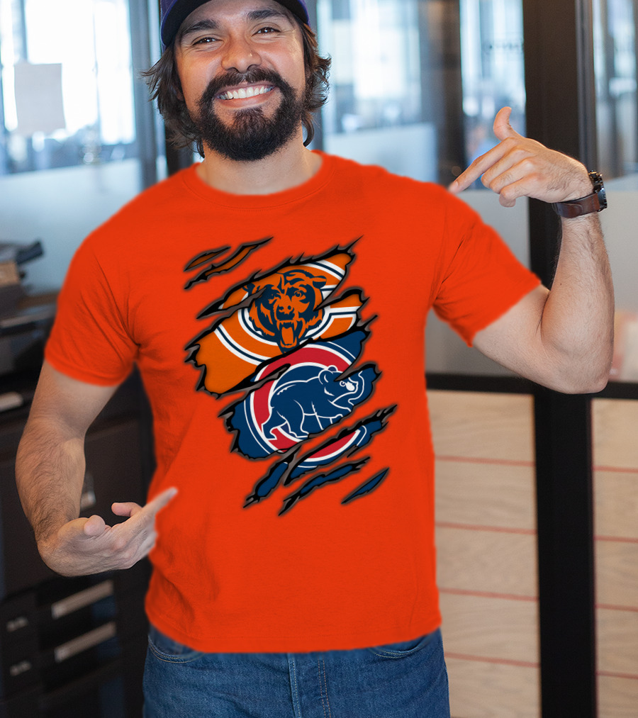 Chicago Bears Cubs Logos Fusion T-Shirt