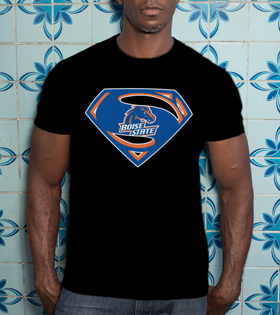 Boise State Superman Boise State Broncos Super Hero Emblem T-Shirt