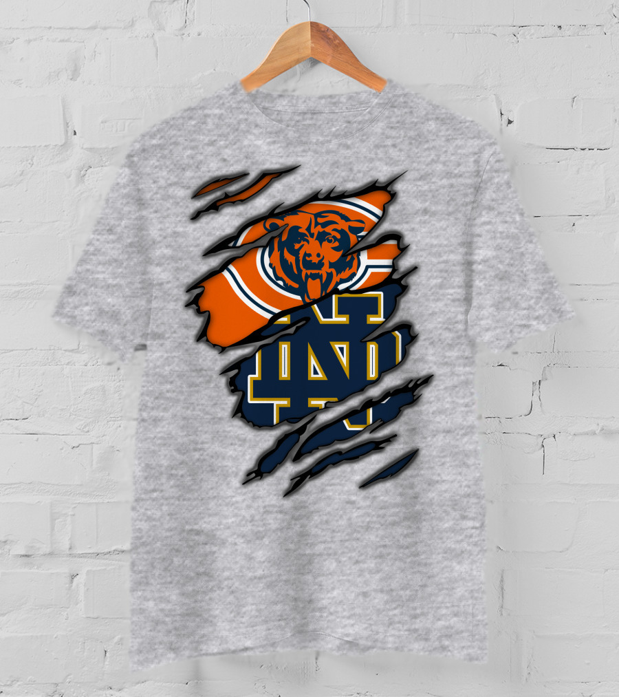 Chicago Bears Notre Dame Fighting Irish Crossover T-Shirt