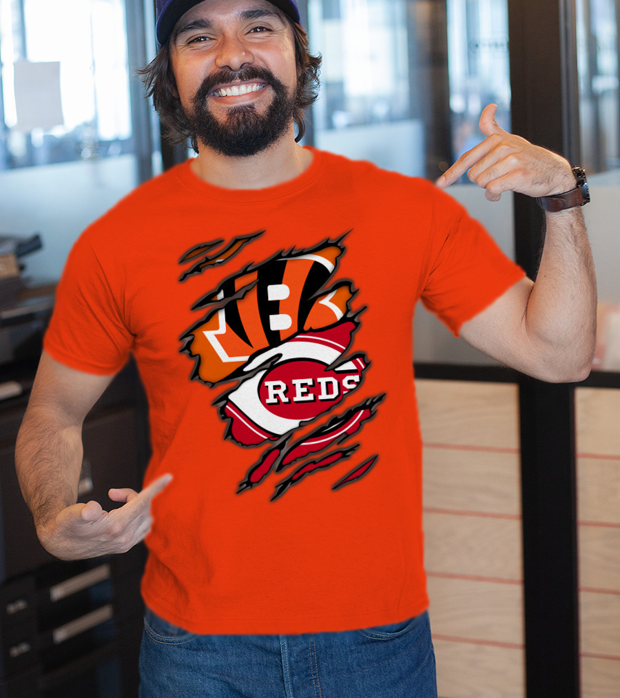 Bengals Reds Cincinnati Sports Claw Marks T-Shirt