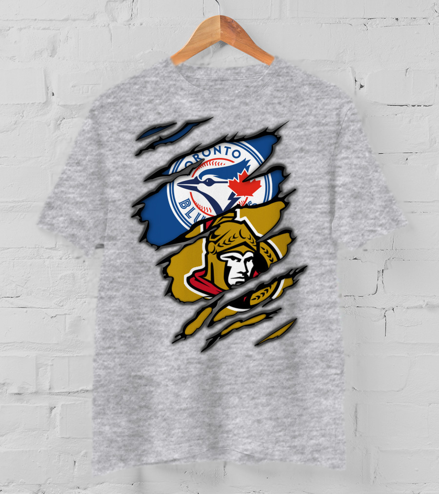 Toronto Blue Jays Ottawa Senators Dual Logo Rip T-Shirt