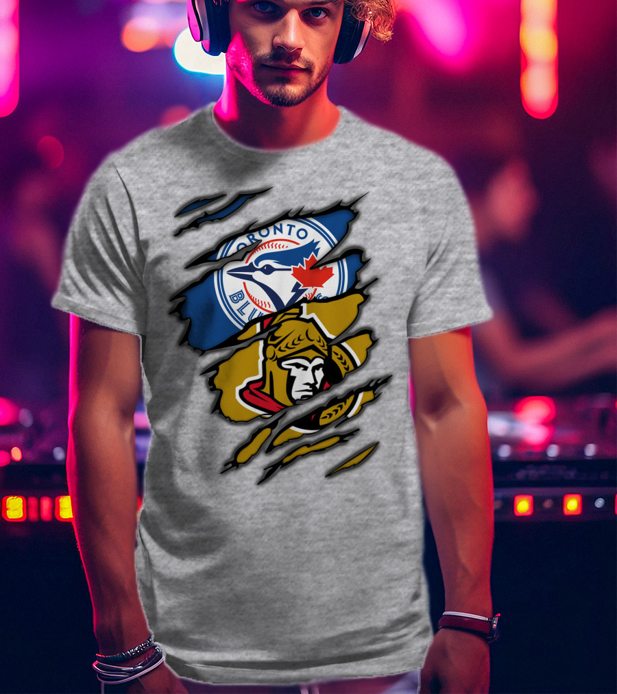Toronto Blue Jays Ottawa Senators Dual Logo Rip T-Shirt