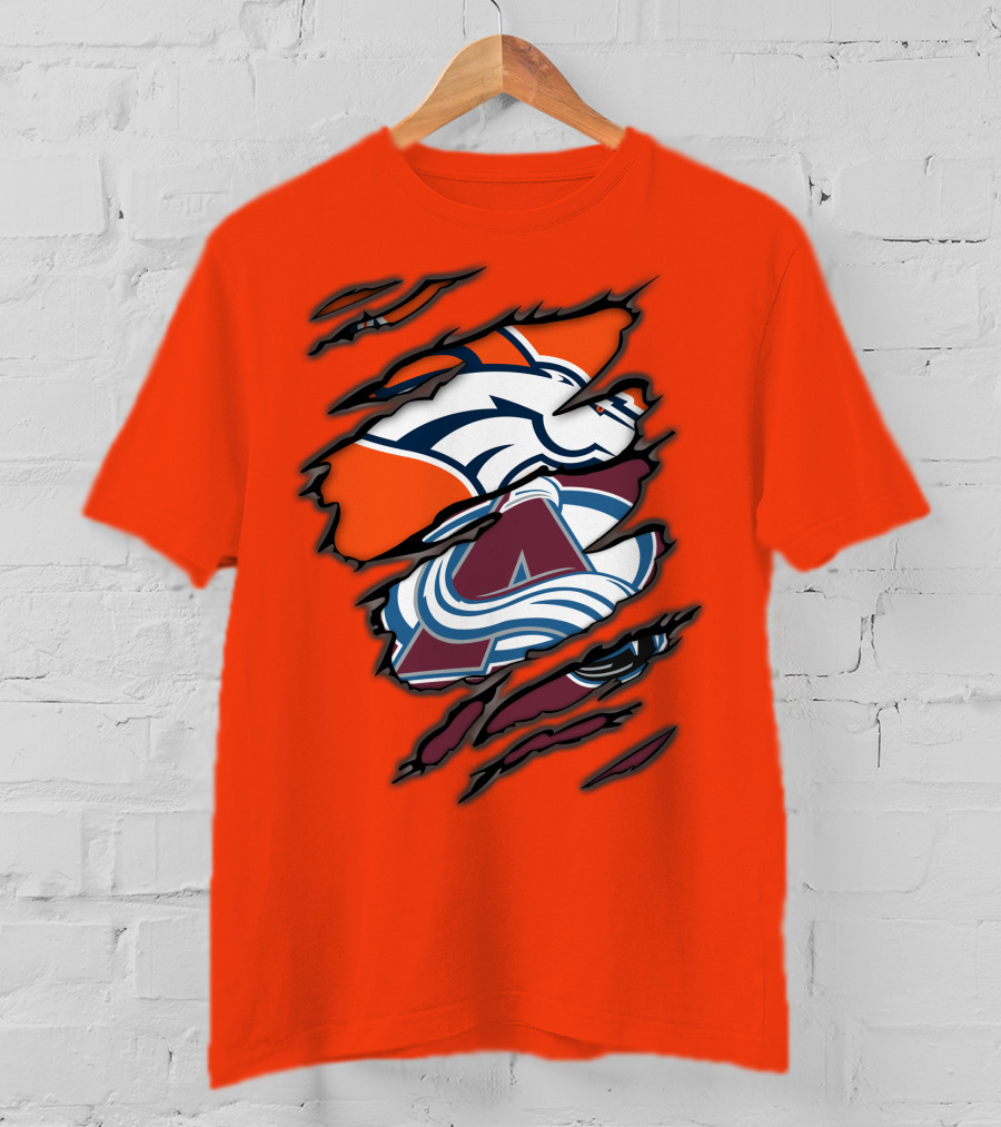 Broncos Avalanche Nfl Nhl Logo Crossover Collaboration T-Shirt