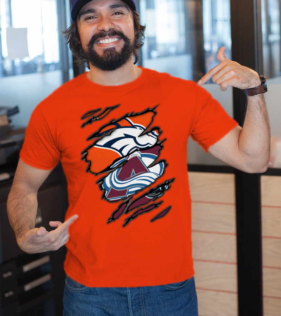 Broncos Avalanche Nfl Nhl Logo Crossover Collaboration T-Shirt
