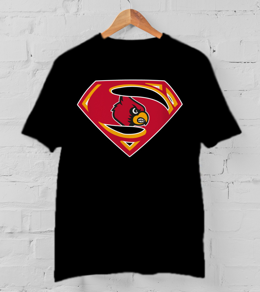 Louisville Cardinals Superman Logo Combination T-Shirt