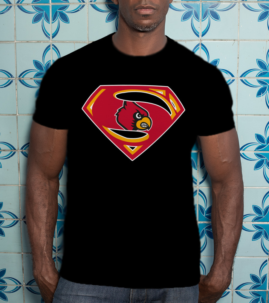 Louisville Cardinals Superman Logo Combination T-Shirt