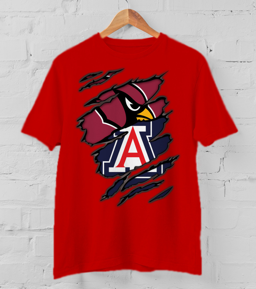 Arizona Cardinals University Wildcats Logo Fusion T-Shirt