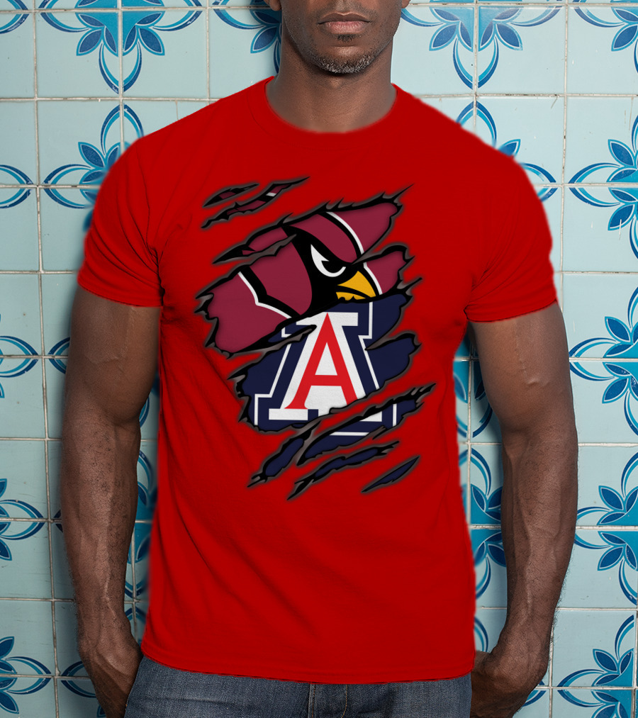 Arizona Cardinals University Wildcats Logo Fusion T-Shirt
