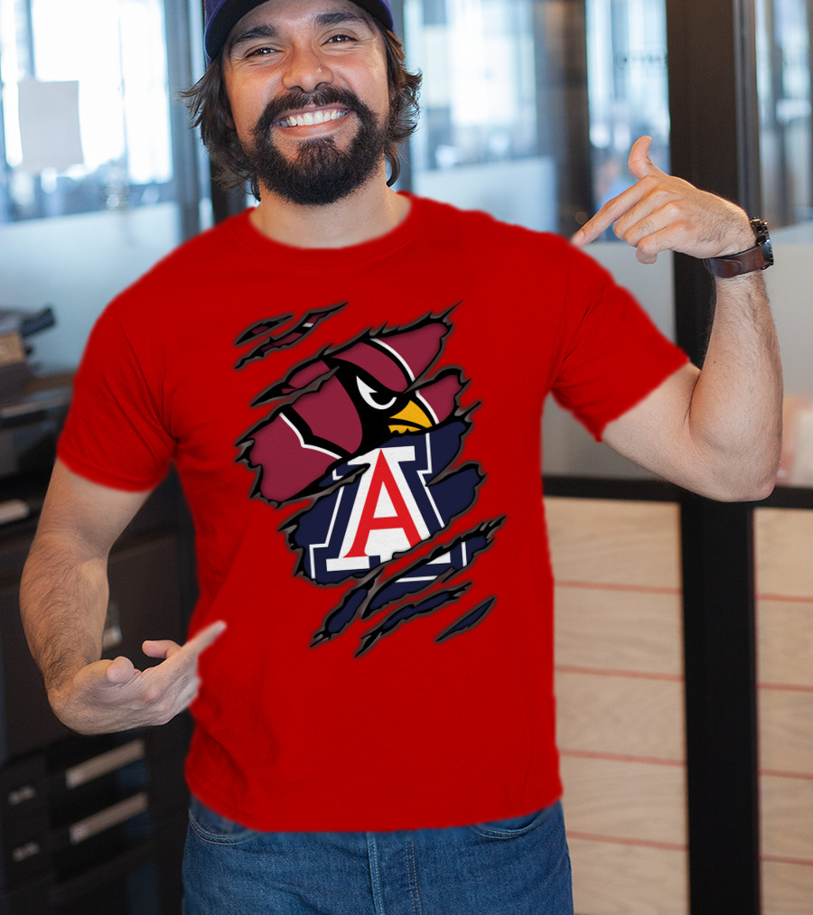 Arizona Cardinals University Wildcats Logo Fusion T-Shirt
